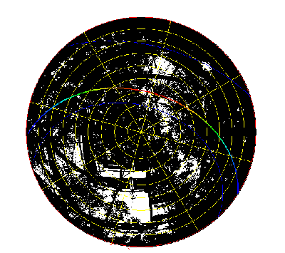 A hemispherical photograph, converted to a black