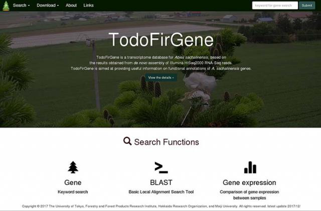 Picture: Portal site of the database