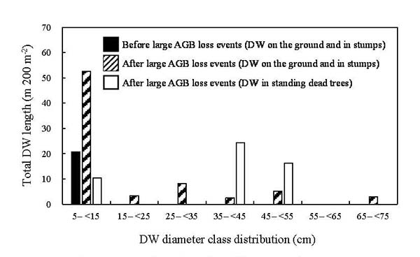Figure 2 Changes in the size distribution of DW
