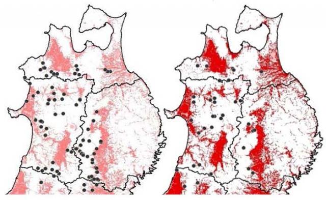Figure1. Maps of resistance to invasion caused by land use