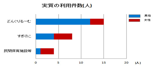 2013年度保育施設別実質利用件数のグラフ