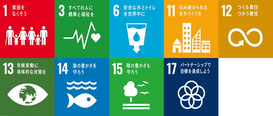 SDGsロゴ1.3.6.11.12.13.14.15.17