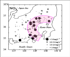 Distribution of nitrate ion concentrations in stream water