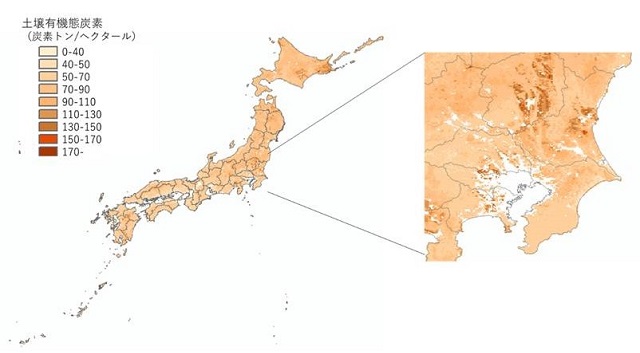 図1 土壌有機態炭素地図
