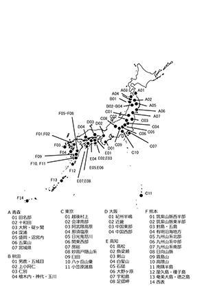 図1.国有天然林の調査を行った位置を示す図