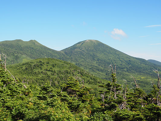 八甲田山山系の田茂萢岳から見た大岳の写真