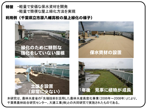 軽量で簡便な屋上緑化方法