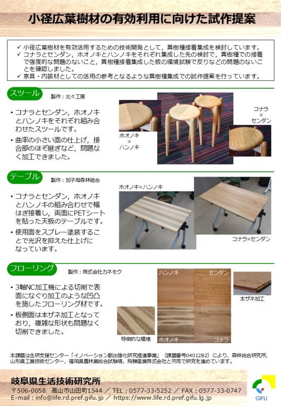 ポスター05：小径広葉樹材の有効利用に向けた試作提案
