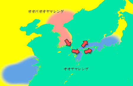 図：オオヤマレンゲの系統分化の模式図