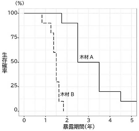 図 木材の耐久性を比較した例