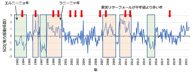 図：1993年から2021年の間の結果