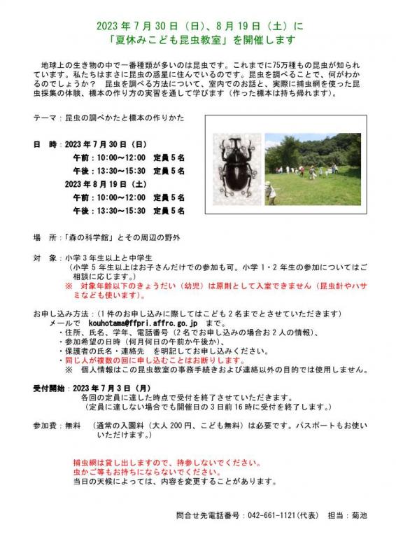 夏休みこども昆虫教室